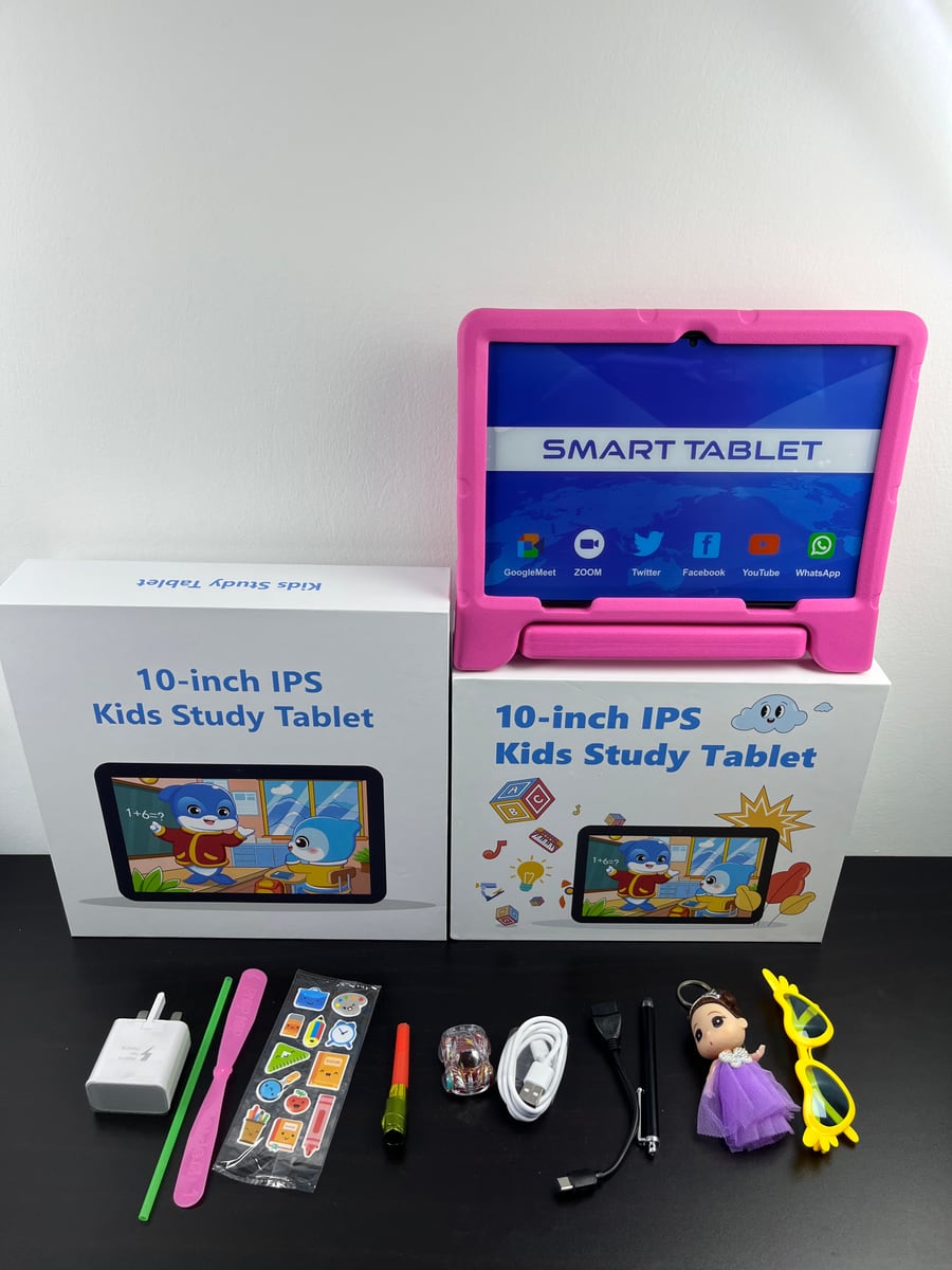 10-inch IPS kids study tablet kit with box and accessories